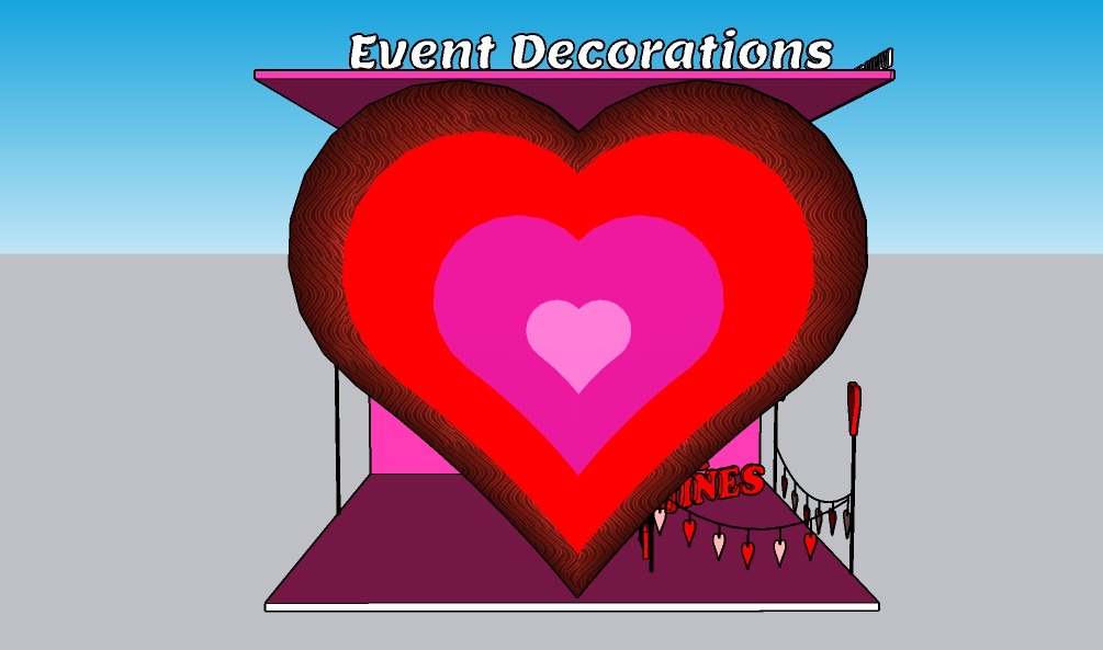 Romantic, Modern Valentine’s Day events—stage/backdrop, table styling, and photo corner to match your brands.