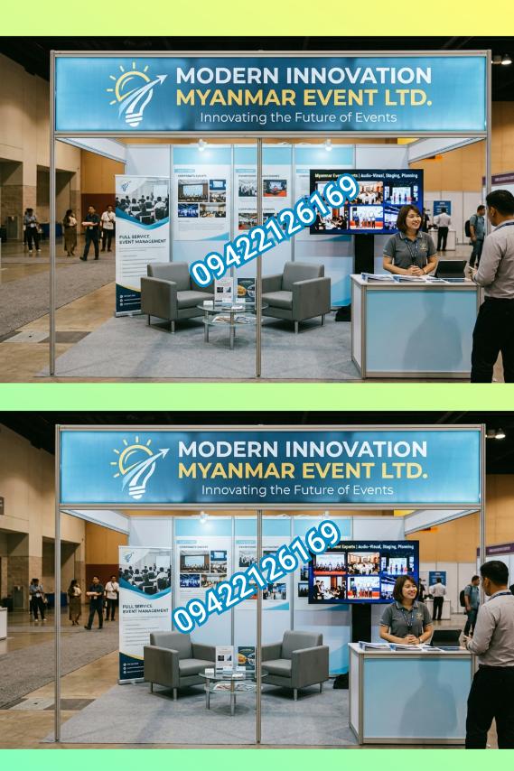Stage, Lighting, Backdrop, Photo Booth, Flooring Table, Chairs, Event Decorations Myanmar